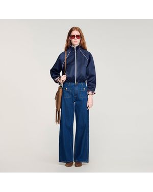 Sandro Jean droit brut à poches plaquées - Bleu