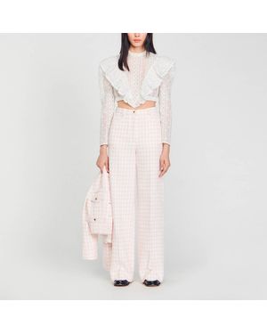 Sandro Pantalon de costume en tweed - Rose