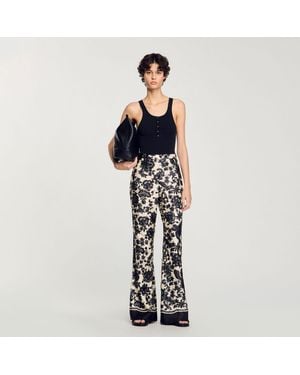 Sandro Floral Trousers - Blue