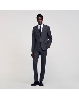 Sandro Wool Suit Jacket - Blue