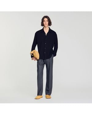Sandro Crinkled Loose-Fit Shirt - Blue