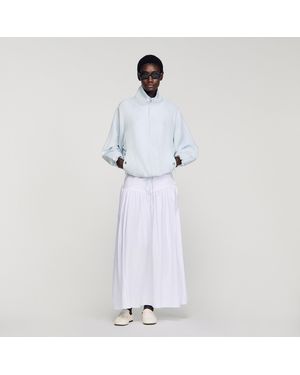 Sandro Embroidered Collar Oversized Jacket - White