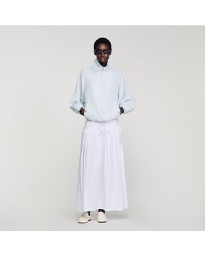 Sandro Embroidered Collar Oversized Jacket - White