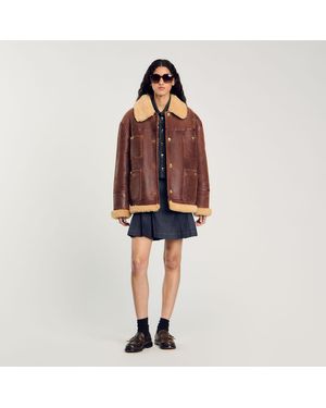 Sandro Shearling Jacket - Red