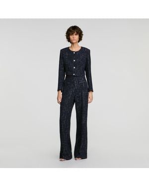 Sandro Decorative Tweed Trousers - Blue