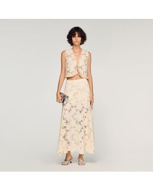 Sandro Long Guipure Skirt - Natural