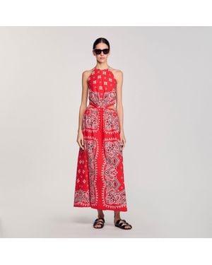 Sandro Cotton Bandana Print Maxi Dress - Red