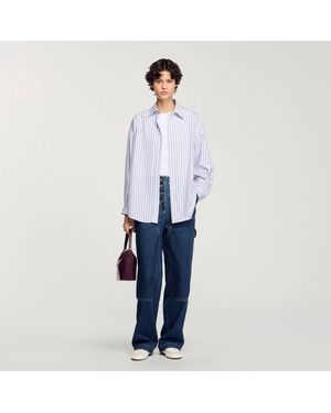 Sandro Striped Rhinestone Shirt - Blue