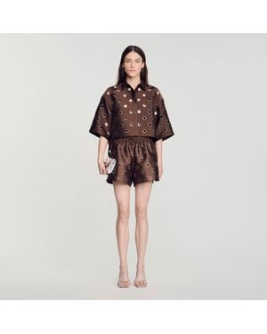 Sandro Rhinestone Shirt - Red