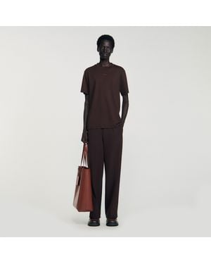 Sandro Cotton T-Shirt With Logo - Black