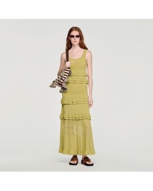 Sandro Ruffled Knit Maxi Dress - Metallic