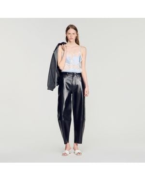 Sandro Lingerie-Style Top With Lace - Blue
