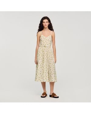 Sandro Floral Maxi Dress With Straps - Natural