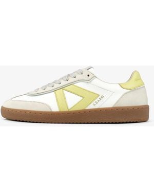 Sans Matin Hera Low Top Trainers, For Leather, Taupe Nubuck Leather, Butter Leather - White