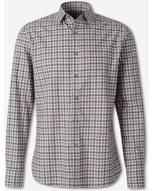 Canali Cotton Plaid Shirt - Grey