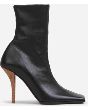Alaïa Square Leather Ankle Boots - Black