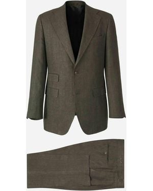 Santa Eulalia Herringbone Linen Suit - Gray