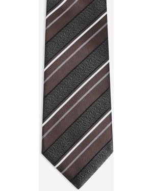 Brioni Textured Stripes Tie - Brown