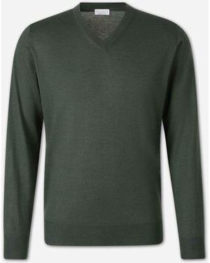 Santa Eulalia Thin V-Neck Sweater - Green