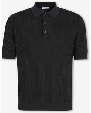 Santa Eulalia Ribbed Knit Polo Shirt - Black