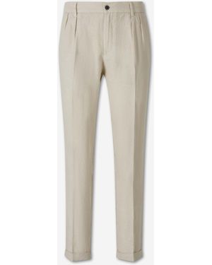 Santa Eulalia Straight Linen Pants - Natural