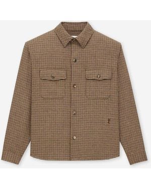 Saint Laurent Sopracamicia Pied De Poule - Marrone