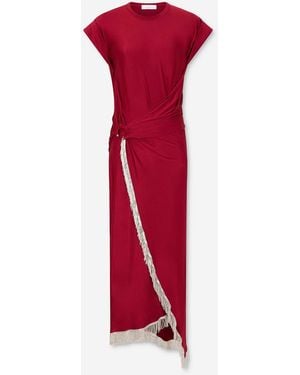 Rabanne Robe Longue En Jersey - Rouge