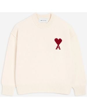 Ami Paris Jersey Aus Wolle Mit Logo - Natur