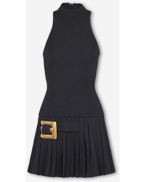 Balmain Abito Minigonna Plissettata - Blu