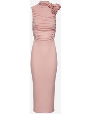 Magda Butrym Abito Midi Con Ruches - Rosa