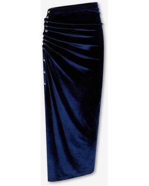 Rabanne Falda Midi Drapeada - Azul