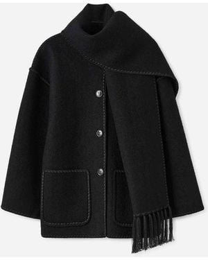 TOTEME Short Coat With Integrated Scarf - Black