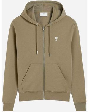 Ami Paris Sudadera Capucha Cremallera - Verde