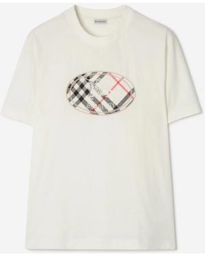 Burberry Knight Stamp Check T-Shirt - White