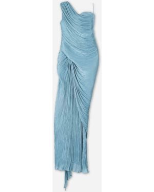 Marmar Halim Vestido Maxi Drapeado - Azul