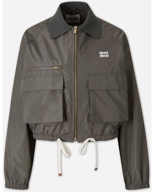Miu Miu Technical Cropped Jacket - Gray