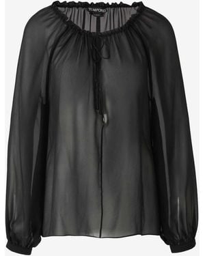 Tom Ford Semi-Transparent Silk Blouse - Black