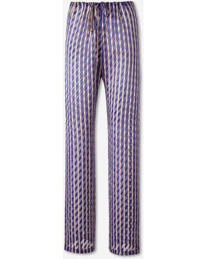 Dries Van Noten Devoré Flowy Trousers - Purple