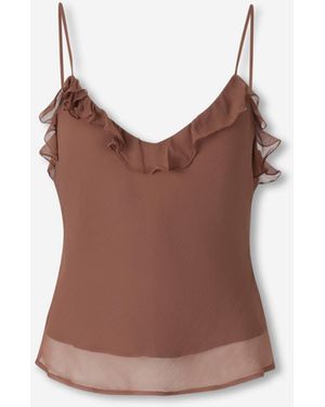 STAUD Ruffle Top - Brown