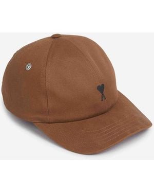 Ami Paris Embroidered Cap - Brown