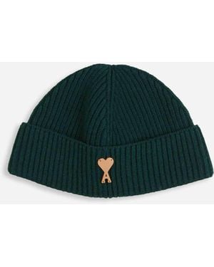 Ami Paris Ribbed Wool Hat - Green