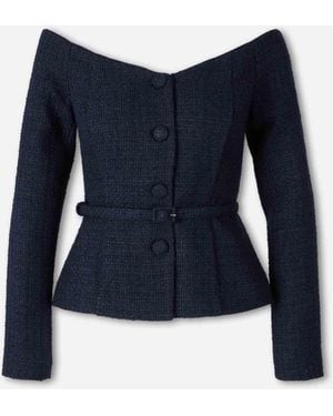 Roland Mouret Blazer Top Bouclé - Blue