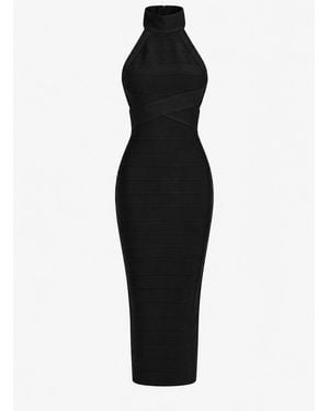 retroféte Vestido Punto Runa Bandage - Negro