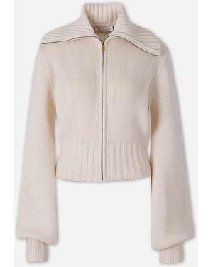 Zimmermann Cardigan Con Zip - Bianco