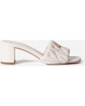Miu Miu Matelassé Leather Sandals - Natural