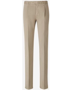 Santa Eulalia Cotton Pleated Pants - Natural