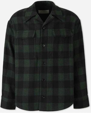 Ami Paris Wool Plaid Overshirt - Black