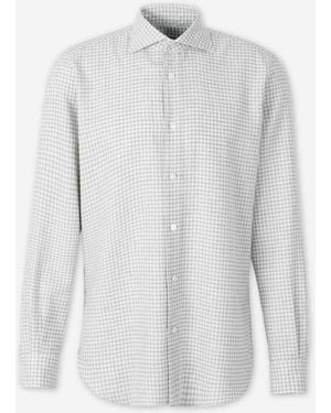 Vincenzo Di Ruggiero Printed Shirt With Gingham Check - White