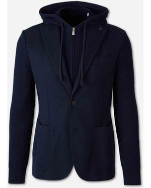 Gran Sasso Blazer Hooded Knit - Blue
