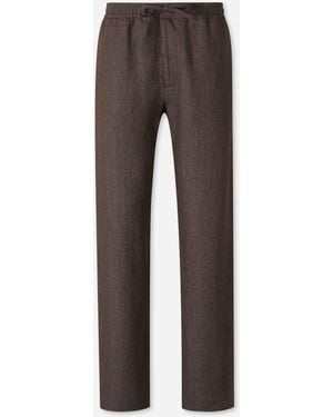 Canali Straight Linen Trousers - Grey